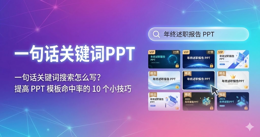 一句话关键词搜索怎么写?提高 PPT 模板命中率的 10 个小技巧 一句话关键词搜索怎么写?提高 PPT 模板命中率的 10 个小技巧