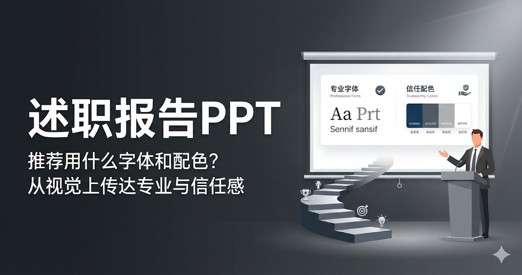 述职报告PPT推荐用什么字体和配色?从视觉上传达专业与信任感 述职报告PPT推荐用什么字体和配色?从视觉上传达专业与信任感