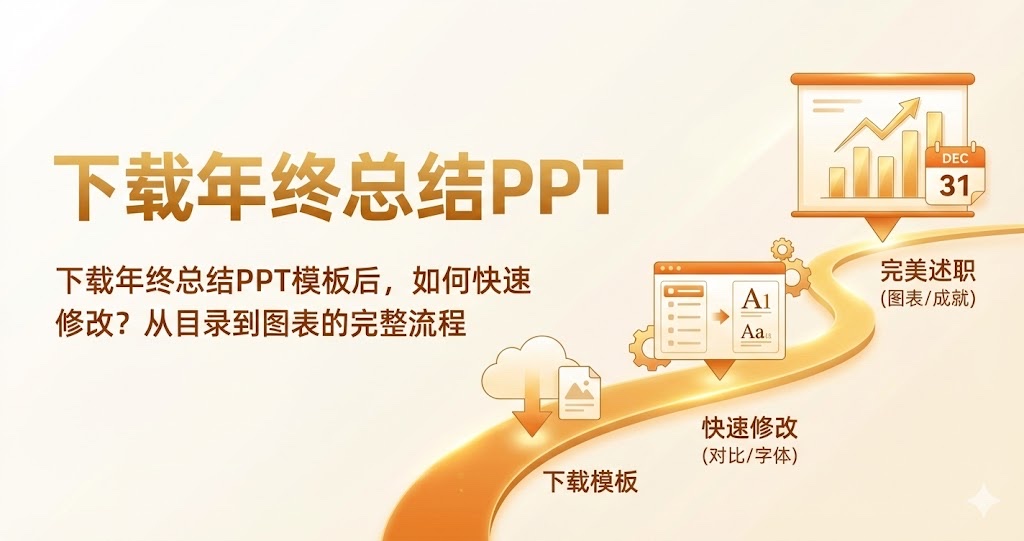 下载年终总结PPT模板后,如何快速修改?从目录到图表的完整流程 下载年终总结PPT模板后,如何快速修改?从目录到图表的完整流程